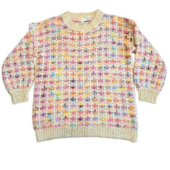 Anthropologie Sweaters - Anthropologie Stellah Multicolor Metallic Knit Sweater Small